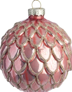 Intratuin kerstbal Milton roze mat schulp D 16 cm
