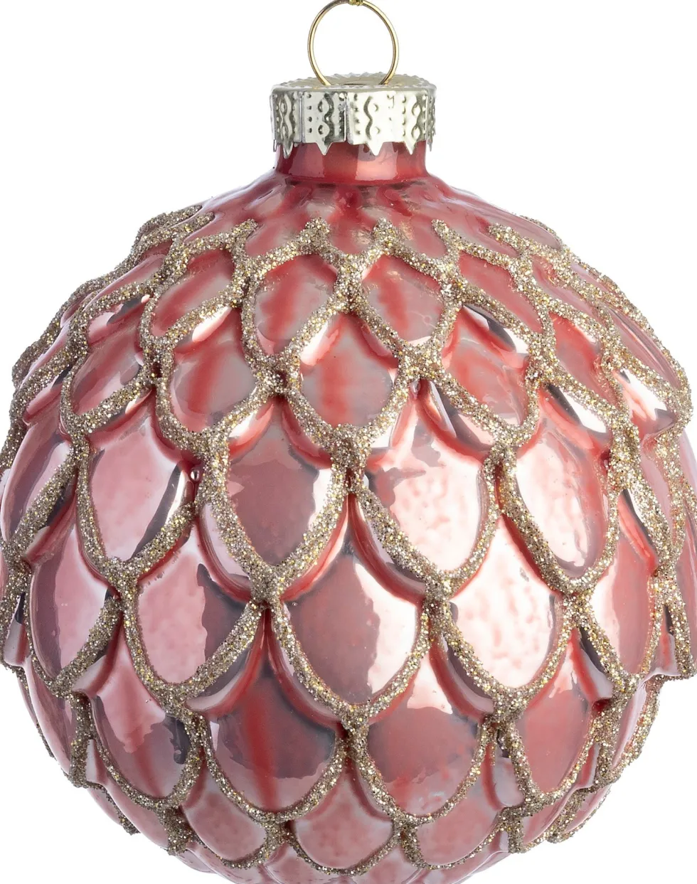 Intratuin kerstbal Milton roze mat schulp D 16 cm