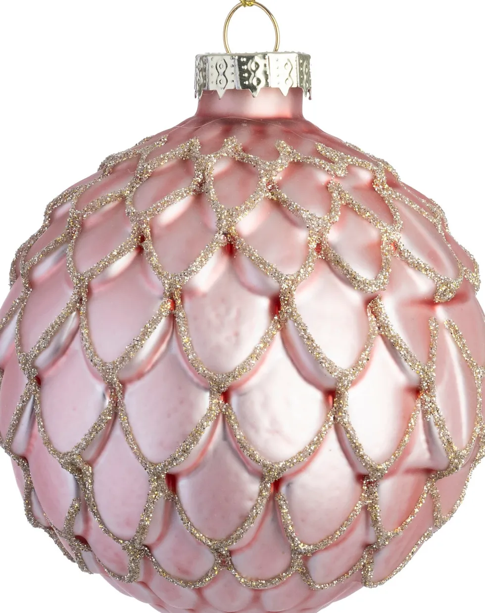 Intratuin kerstbal Milton roze mat schulp D 8 cm