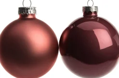 Intratuin kerstbal mix donkerroze D 8 cm 6 stuks