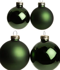 Intratuin kerstbal mix groen D 5 / 6 / 7 cm 42 stuks