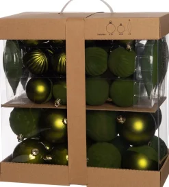 Intratuin kerstbal mix groen D 8 cm 58 stuks
