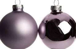 Intratuin kerstbal mix lila D 8 cm 6 stuks