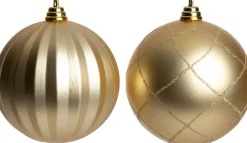 Intratuin kerstbal Montrose goud D 15 cm 2 stuks