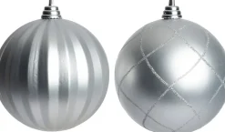 Intratuin kerstbal Montrose zilver D 15 cm 2 stuks