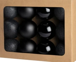 Intratuin kerstbal Montrose zwart D 6 cm 12 stuks