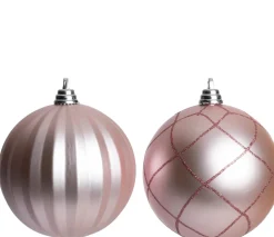 Intratuin kerstbal Montrose roze D 15 cm 2 stuks