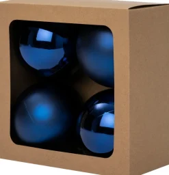 Intratuin kerstbal Montrose blauw D 10 cm 4 stuks