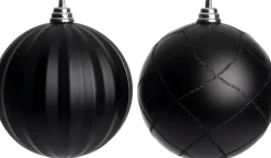 Intratuin kerstbal Montrose zwart D 15 cm 2 stuks