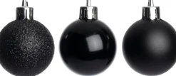 Intratuin kerstbal Montrose zwart D 8 cm 6 stuks