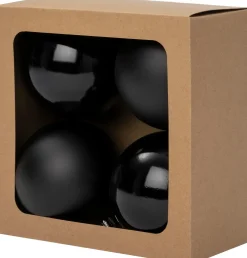Intratuin kerstbal Montrose zwart D 10 cm 4 stuks