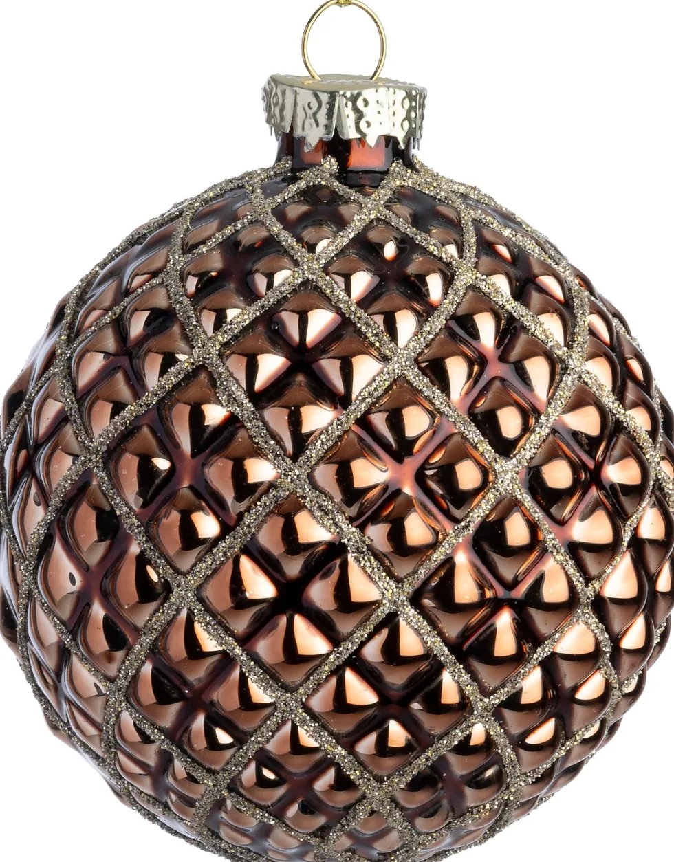 Intratuin kerstbal Moy bruin glanzend ruit D 8 cm