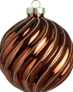 Intratuin kerstbal Moy bruin glanzend swirl D 8 cm