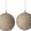 Intratuin kerstbal Pine beige D 6,5 H 7 cm 2 stuks