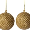 Intratuin kerstbal Pine goud D 6,5 H 7 cm 2 stuks