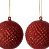 Intratuin kerstbal Pine rood D 6,5 H 7 cm 2 stuks