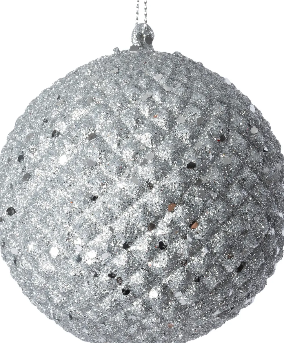 Intratuin kerstbal Pine zilver D 9 H 9 cm