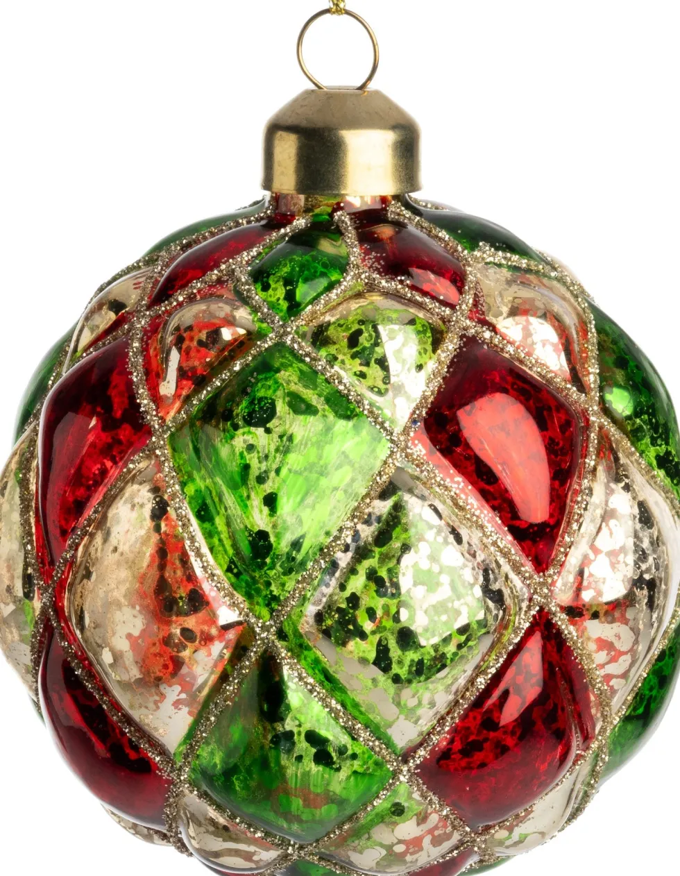 Intratuin kerstbal Pongau rood / groen / goud D 8 cm