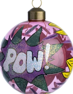 Intratuin kerstbal Pow paars / groen D 8 cm