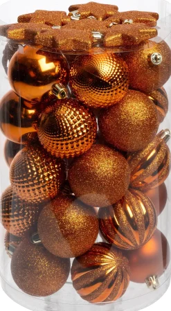 Intratuin kerstbal Reni oranje D 6 cm 37-delig