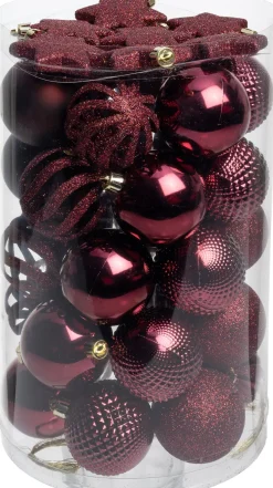 Intratuin kerstbal Reni paars D 6 cm 37-delig