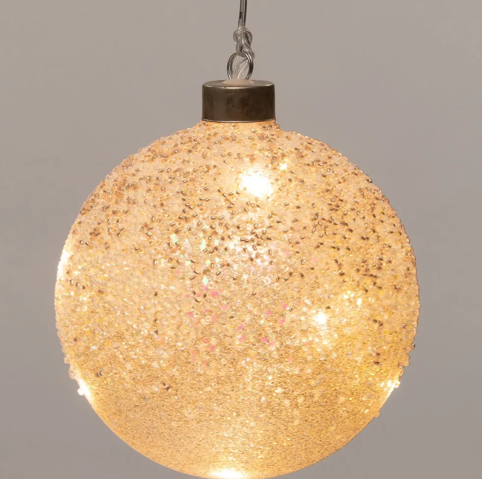 Intratuin kerstbal Rosy met LED verlichting goud / roze D 12 cm