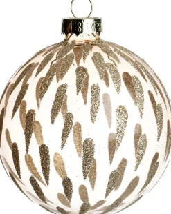 Intratuin kerstbal semitransparant Royton druppels goud D 8 cm