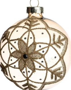 Intratuin kerstbal semitransparant Royton bloem goud D 8 cm