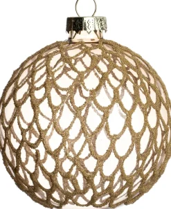 Intratuin kerstbal semitransparant Royton schubben goud D 8 cm