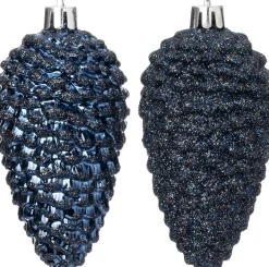 Intratuin kerstbal Sien dennenappel blauw D 5 H 10 cm 4 stuks