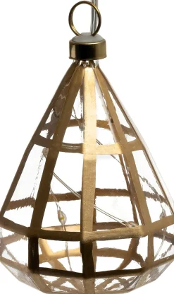 Intratuin kerstbal Simone transparant / goud druppel met verlichting D 7 H 9 cm