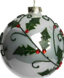 Intratuin kerstbal Swinford wit / groen D 10 cm
