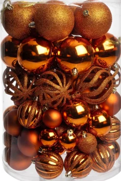 Intratuin kerstbal Tara oranje D 8 cm 100-delig
