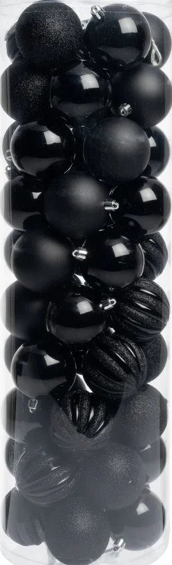 Intratuin kerstbal Tara zwart D 7 cm 50-delig