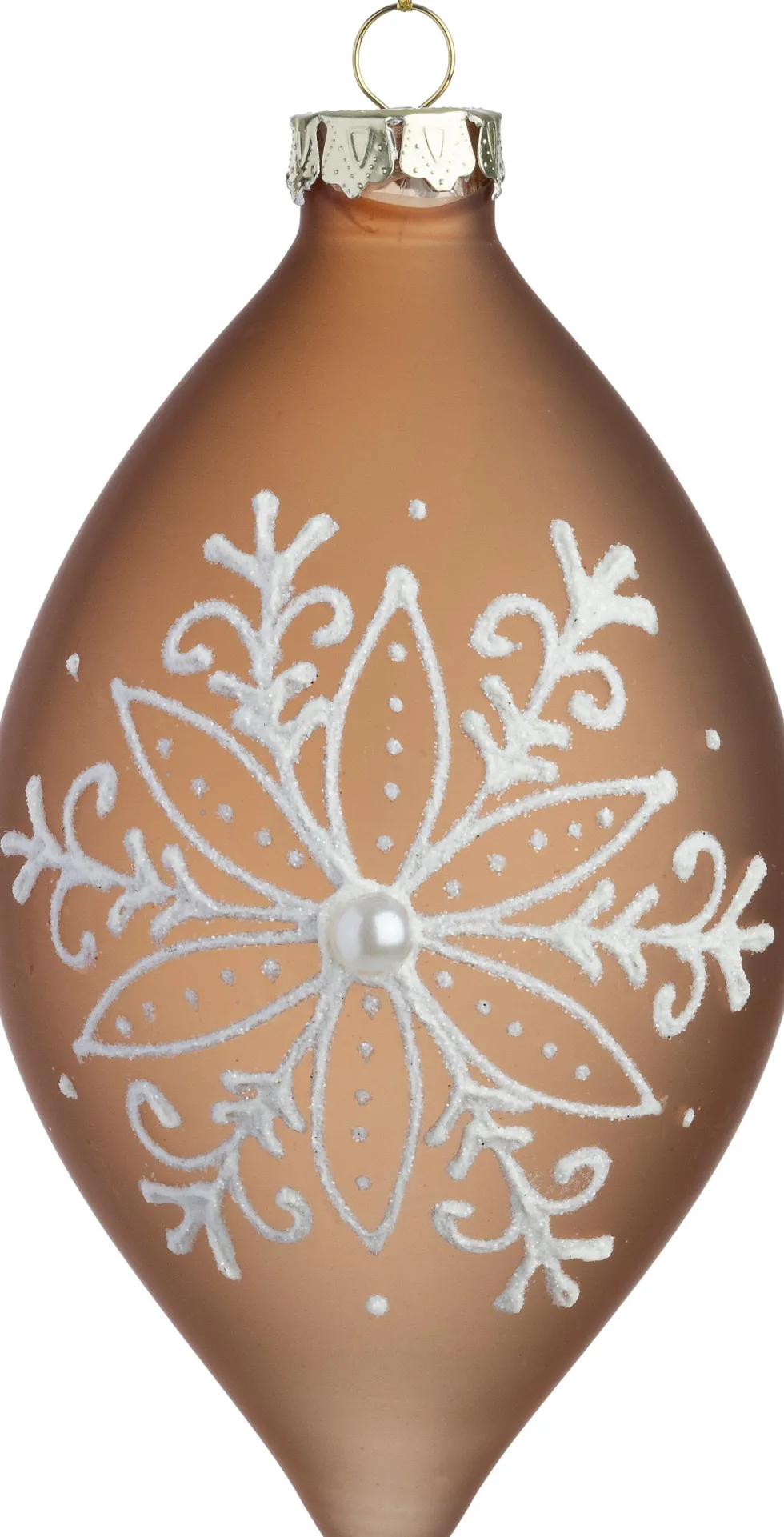 Intratuin kerstbal Tirna bruin / wit D 8 H 15 cm