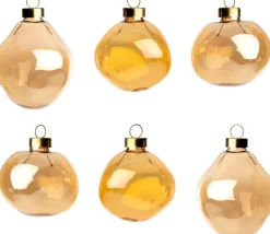 Intratuin kerstbal Trim oranje glans D 6 cm 6 stuks
