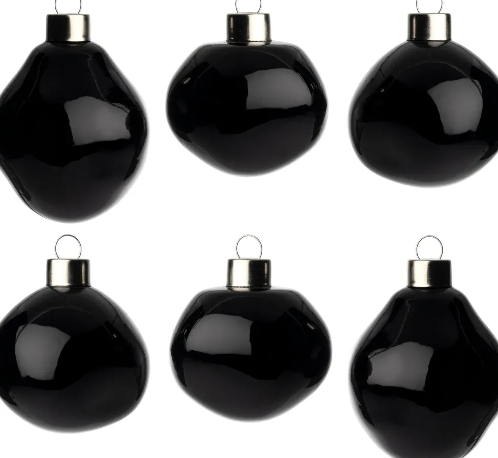 Intratuin kerstbal Trim zwart glans D 6 cm 6 stuks