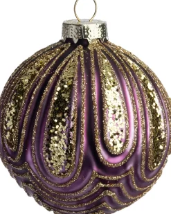Intratuin kerstbal Wallace paars reliëf D 8 cm