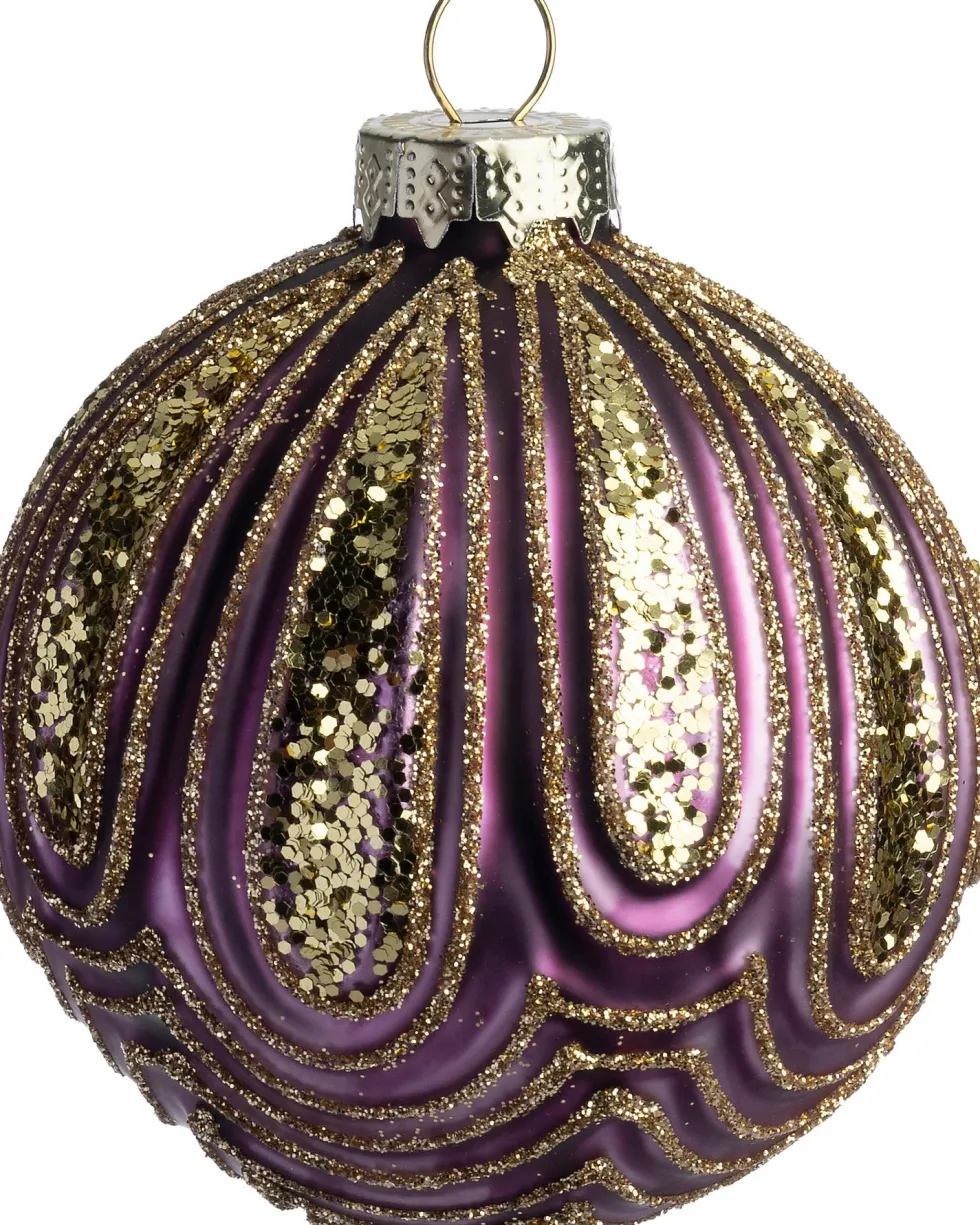 Intratuin kerstbal Wallace paars reliëf D 8 cm