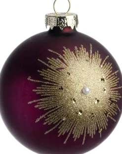 Intratuin kerstbal Wallace paars bloem D 8 cm