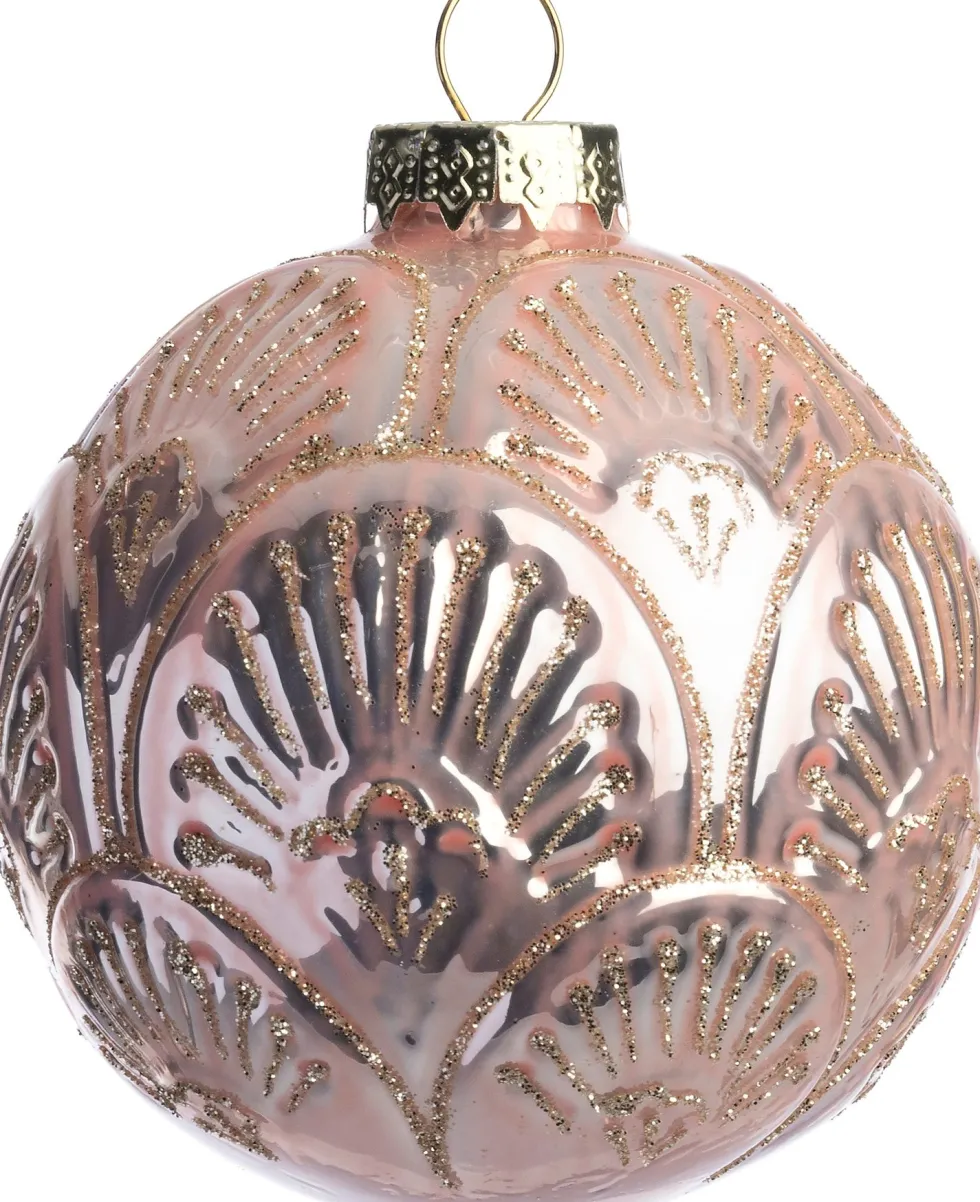 Intratuin kerstbal Wallace roze reliëf D 8 cm