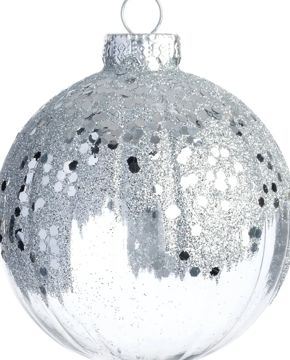 Intratuin kerstbal Wallace zilver / transparant D 8 cm