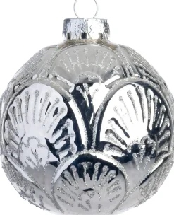 Intratuin kerstbal Wallace zilver bloem D 10 cm