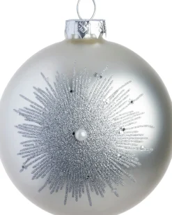 Intratuin kerstbal Wallace zilver bloem D 8 cm