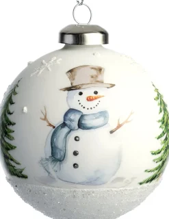 Intratuin kerstbal Winterland wit sneeuwpop D 8 cm
