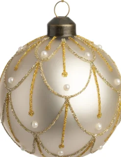Intratuin kerstbal Yvoir mat wit D 8 cm