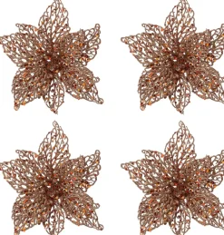 Intratuin kerstclip Anja bloem koper D 20 H 5 cm 4 stuks