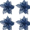Intratuin kerstclip Anja bloem blauw D 20 H 5 cm 4 stuks