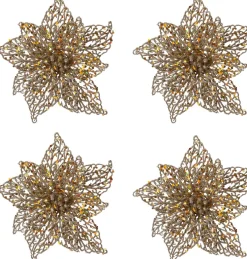 Intratuin kerstclip Anja bloem goud D 20 H 5 cm 4 stuks