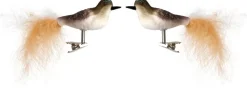 Intratuin kerstclip Bira vogel bruin / wit 15 x 8 x 5 cm 2 stuks